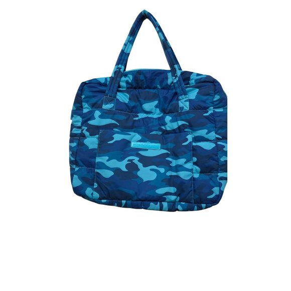 Moroccanoil Large Blue Camouflage Tote Bag Padded Straps Zipper Closure & Spacio - Picture 1 of 8